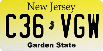 NJ license plate C36VGW