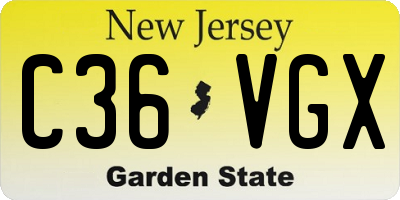 NJ license plate C36VGX