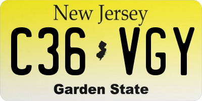 NJ license plate C36VGY