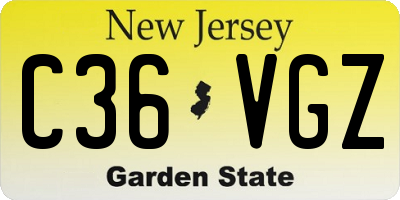 NJ license plate C36VGZ