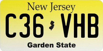 NJ license plate C36VHB