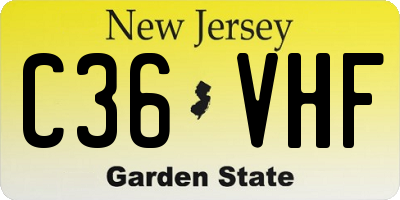NJ license plate C36VHF