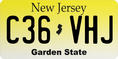 NJ license plate C36VHJ
