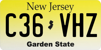 NJ license plate C36VHZ