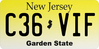 NJ license plate C36VIF