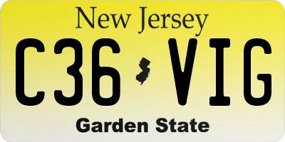 NJ license plate C36VIG