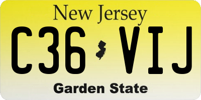 NJ license plate C36VIJ