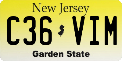 NJ license plate C36VIM