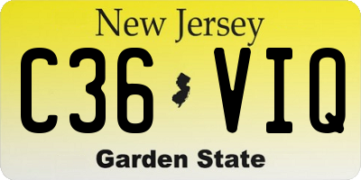 NJ license plate C36VIQ