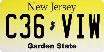 NJ license plate C36VIW
