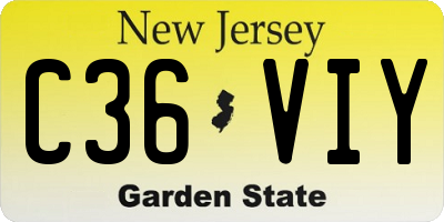 NJ license plate C36VIY