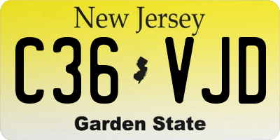 NJ license plate C36VJD