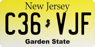 NJ license plate C36VJF