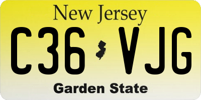 NJ license plate C36VJG
