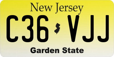 NJ license plate C36VJJ