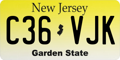 NJ license plate C36VJK