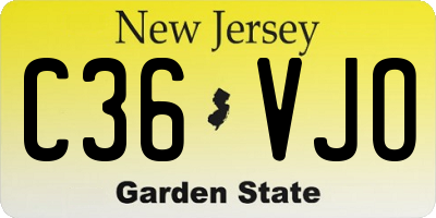 NJ license plate C36VJO
