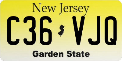 NJ license plate C36VJQ