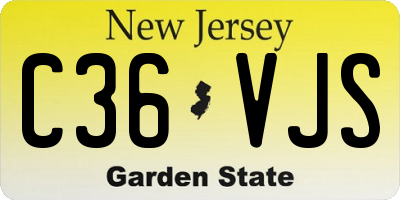 NJ license plate C36VJS