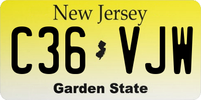 NJ license plate C36VJW