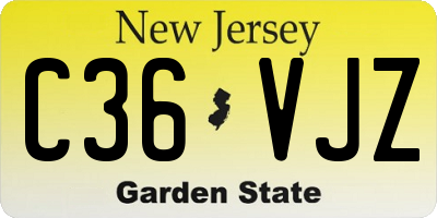 NJ license plate C36VJZ