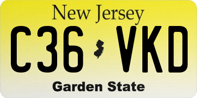 NJ license plate C36VKD