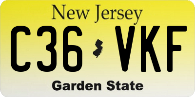 NJ license plate C36VKF