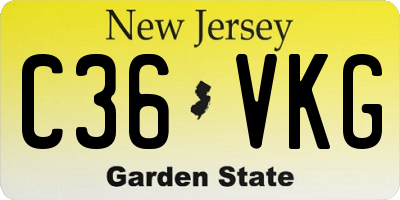 NJ license plate C36VKG