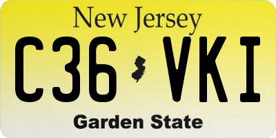 NJ license plate C36VKI