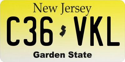 NJ license plate C36VKL