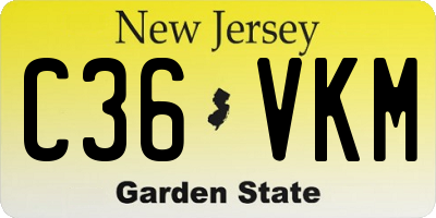 NJ license plate C36VKM