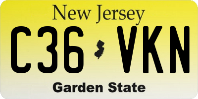 NJ license plate C36VKN
