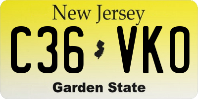 NJ license plate C36VKO