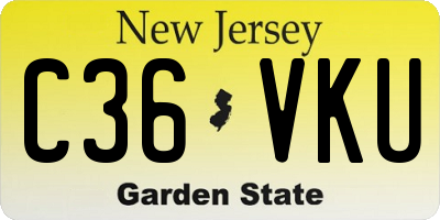 NJ license plate C36VKU