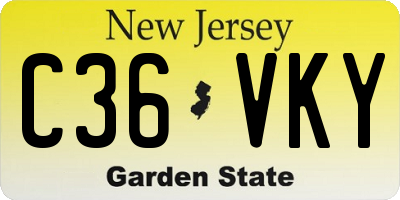 NJ license plate C36VKY