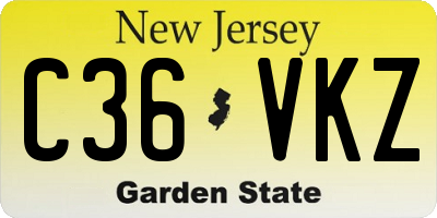 NJ license plate C36VKZ