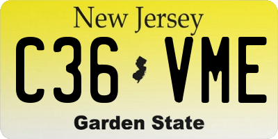 NJ license plate C36VME