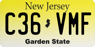 NJ license plate C36VMF