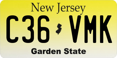 NJ license plate C36VMK