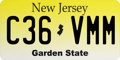 NJ license plate C36VMM