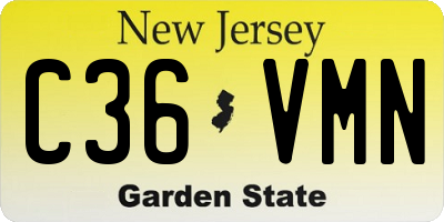 NJ license plate C36VMN