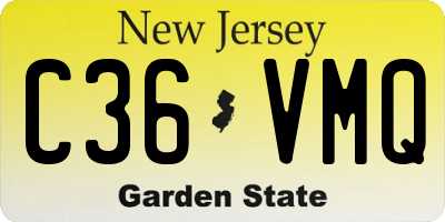 NJ license plate C36VMQ
