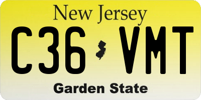 NJ license plate C36VMT