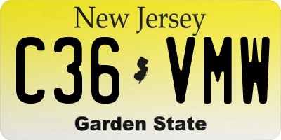 NJ license plate C36VMW