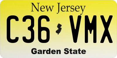 NJ license plate C36VMX