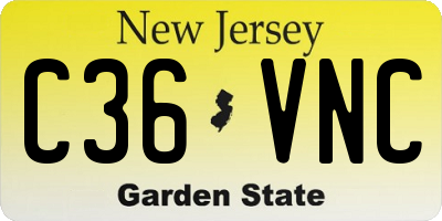 NJ license plate C36VNC