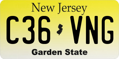 NJ license plate C36VNG