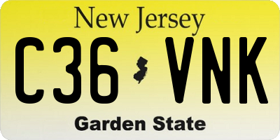 NJ license plate C36VNK