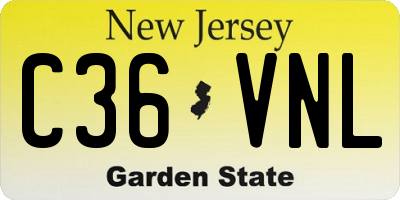 NJ license plate C36VNL
