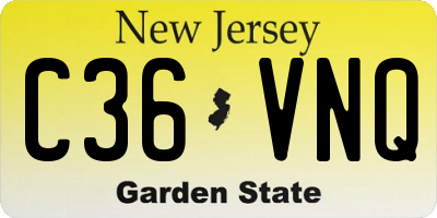 NJ license plate C36VNQ